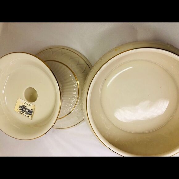 Lenox China Serveware Set: Bowl & 2 Display Bases - Picture 2 of 16